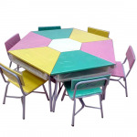 โต๊ะเก้าอี้นักเรียนแบบกลุ่ม - บริษัท เจริญผลฮาร์ดเนสสตีลสุรินทร์ จำกัด