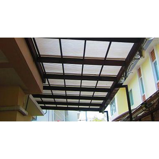 หลังคามินิเวฟโปร่งแสง ประตู  ประตูหน้าต่าง  หน้าต่าง  รางน้ำฝน  ฝ้าระแนง  หลังคา  โรงรถ 